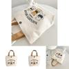 Cute Letters And Cartoon Bear Print Casual Hand Held Canvas Bag For Daily