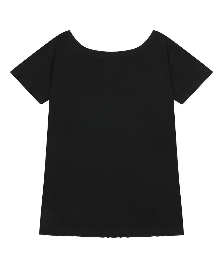MUCENT Logit Heart Cross Hotfix One Shoulder Short Sleeve Tee (2 Colors)