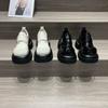 British Trendy Cool Square Head Small Leather Shoes for Women's 2025 Autumn New Models, Jue Jue Zi Thick-soled Heightening Metal Buckle Loafers