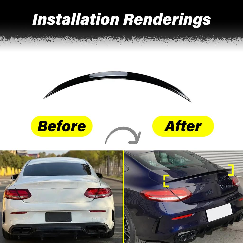 For Mercedes-Benz C Coupe C205 AMG 2015 2016 2017 2018 2019 2020 2021 Car Trunk Spoiler Roof Splitter Rear Wing Auto Decoration