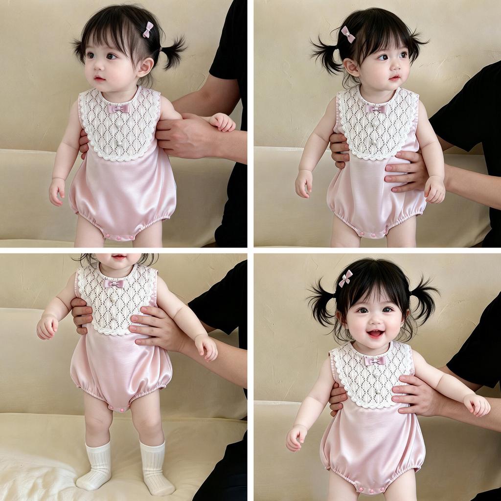 Summer Thin Baby Girl Romper Newborn Princess Bodysuit For Full Moon And 100 Days Celebration
