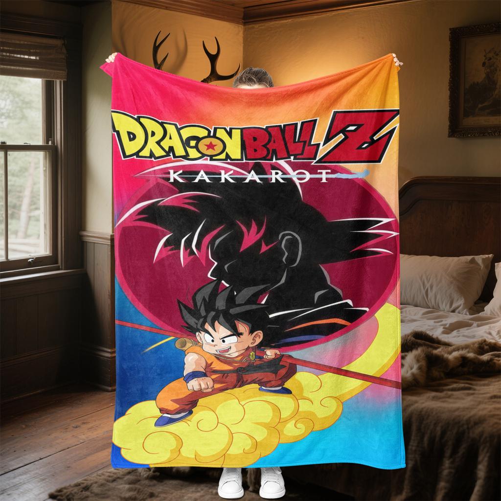 1 Stück Son Goku Druck Flanelldecke, Hohe Qualität für alle Jahreszeiten, Heimdekoration, Wärme und Komfort, Perfekt für Weihnachtsgeschenke