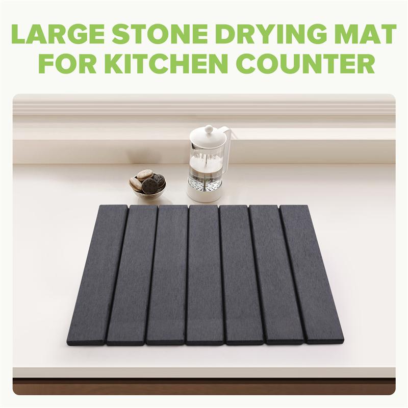 A96K-Dish Mat For Kitchen Counter, Instant Drying Pad, Diatomaceous Earth Water Absorbing Mat, Foldable