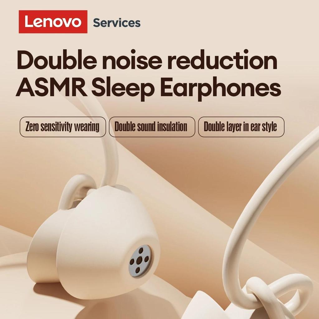 NEW Lenovo Y107 Wired ASMR Sleep Earphones 3.5mm In-Ear Wired Invisible Earphones Soft Silicone Comfort Wearing Earbuds With Mic
