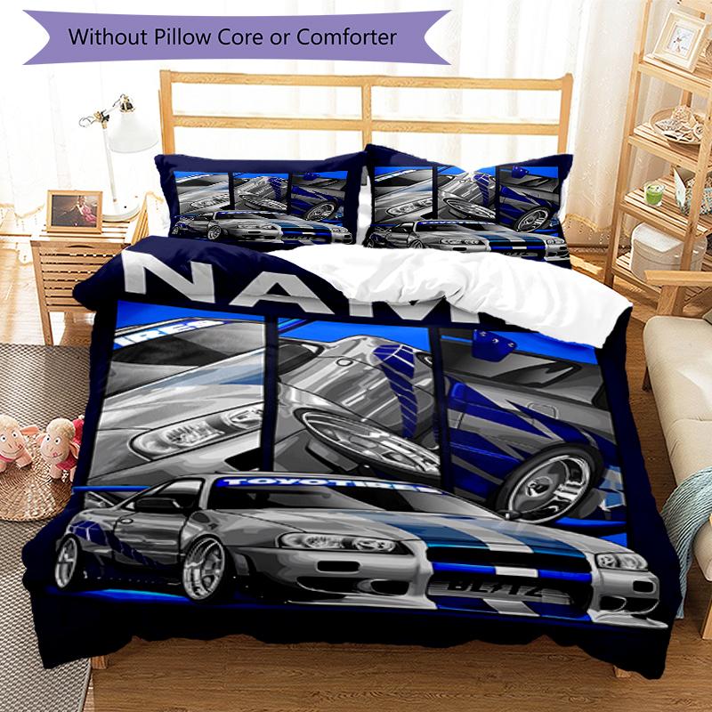 Set Biancheria da Letto Fast & Furious Personalizzato con Nome 3 Pezzi Copripiumino Chiusura Include 1 Copripiumino & 2 Federe, Morbido e Confortevole per Tutte le Stagioni.