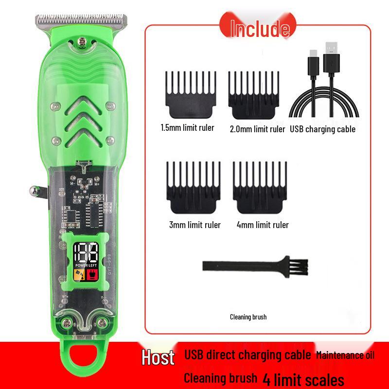High-Power Transparent Hair Clipper Electric Trimmer for Professional Salon Use
