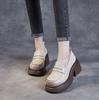 Fashion 7.5CM Genuine Leather Shoes Cow Thick Soled Women Moccasins Mary Jane British Platform Wedge Comfy Rubber Slip on Spring Summer