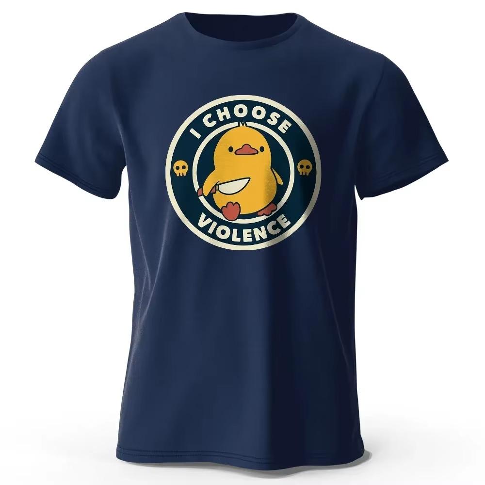 

Мужская футболка с принтом «Я выбираю насилие», 100% хлопок, классические свободные футболки с забавной графикой для мужчин и женщин, летние топы S темно-синий