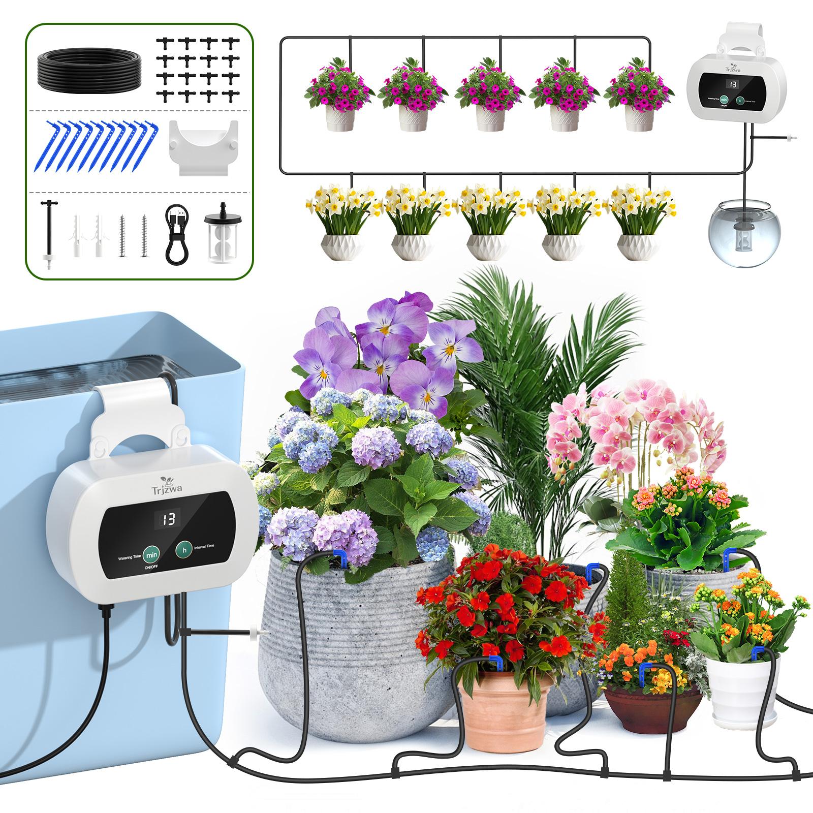 

Indoor Automatic Drip Irrigation System,Self Plant Watering Device,300 Timed Watering Programes 10 Drip Tips Etc Drip Accessory