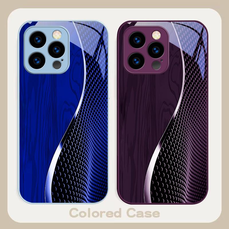 Wood Grain Mesh Black For iPhone 16 E 15 14 13 Plus 12 Mini 11 Pro Max XR Xs X 7 8 P Lus 6 6S 22 16E Tempered Glass Phone Case