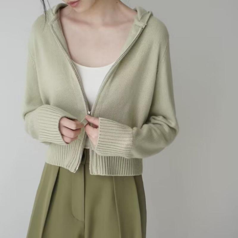 Jarní svetr svetr Dámské Design Sense 2023 Dlouhý rukáv S kapucí Pevný Dvojitý zip Pletený svetr Cardigan Dámský Top