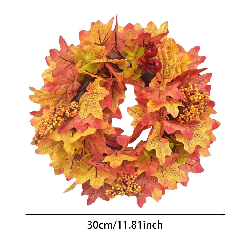 Halloween Decorations Festival Maple Leaf Berry Wreath Thanksgiving Fall Garland Front Door Hanging Ornaments Halloween Decor