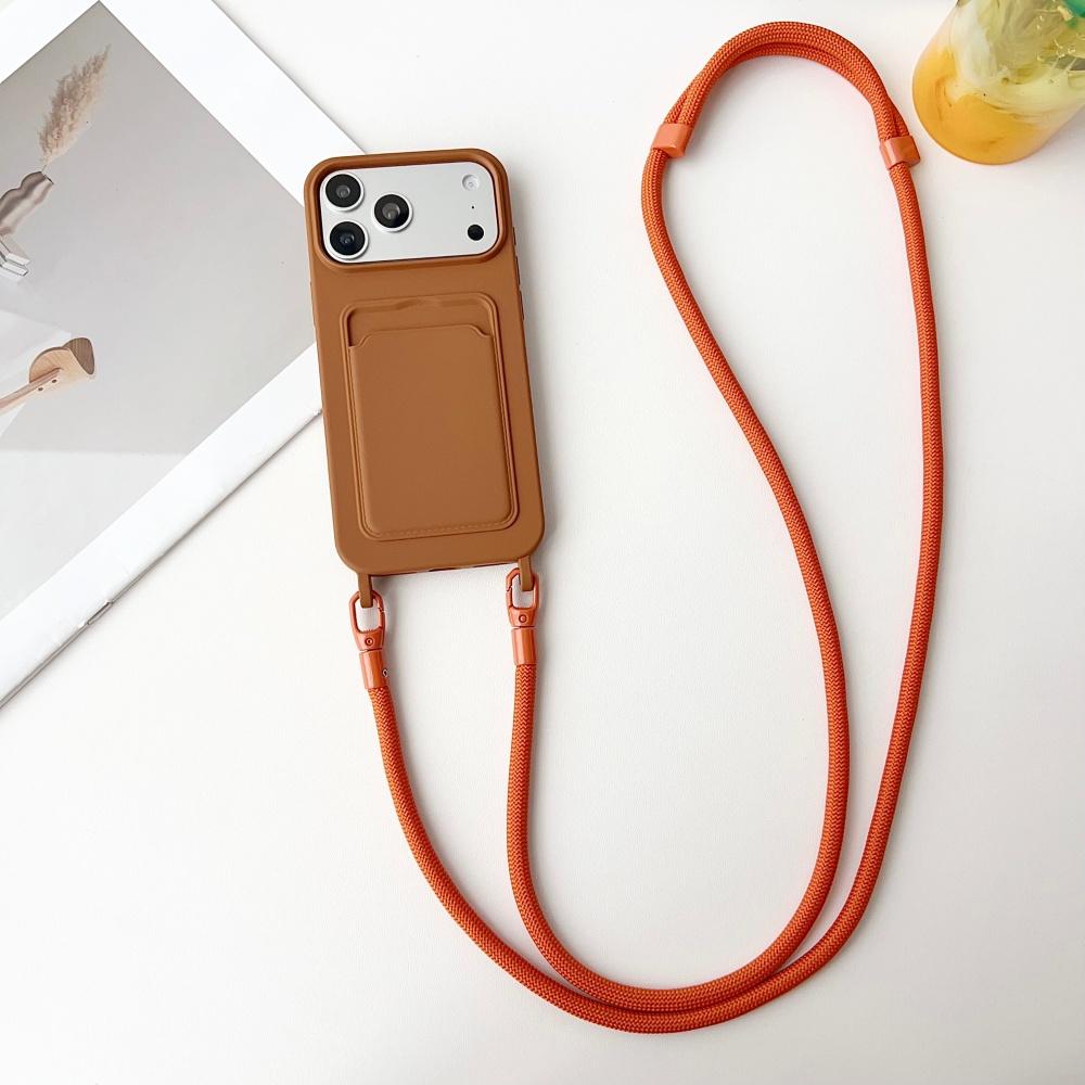 Adjustable Crossbody Lanyard Card Slot Cover for IPhone Air 17 16 15 14 13 Pro Max Color Silicone Wallet Holder Shockproof Case