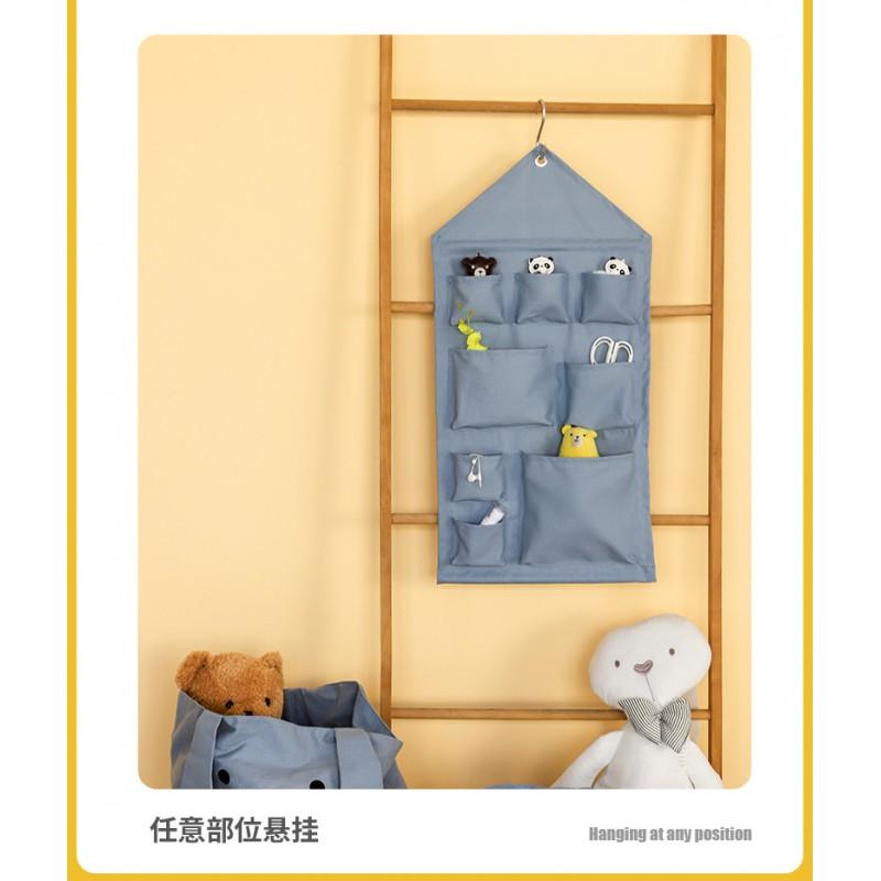 Thick Cotton Canvas Wall Hanging Organizer Bag Kids Room Bathroom Closet Storage Multi-Pocket Fabric Pouch