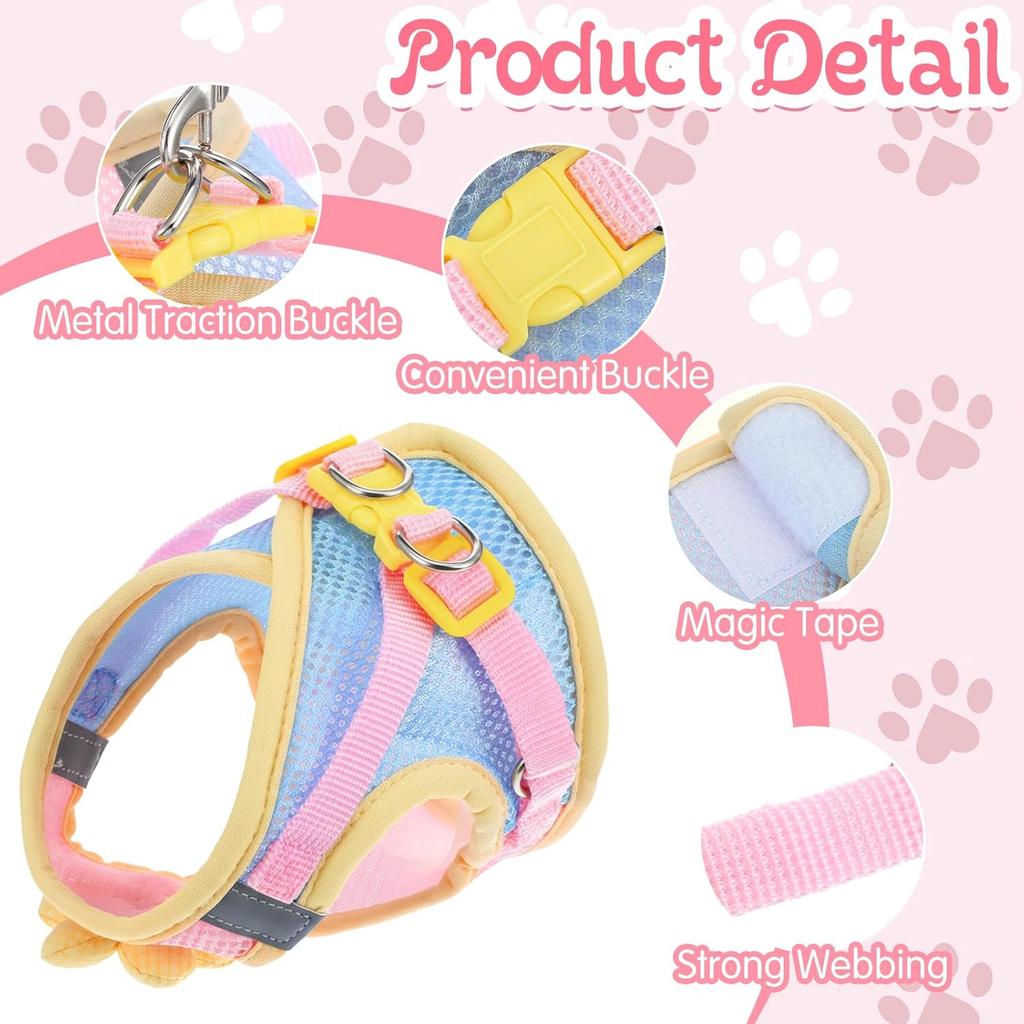 Cat Harness and Leash Set for Walking Escape Proof Adjustable Kitten Harness Breathable Mesh with Reflective Strips Lightweight Pet Vest for Cat