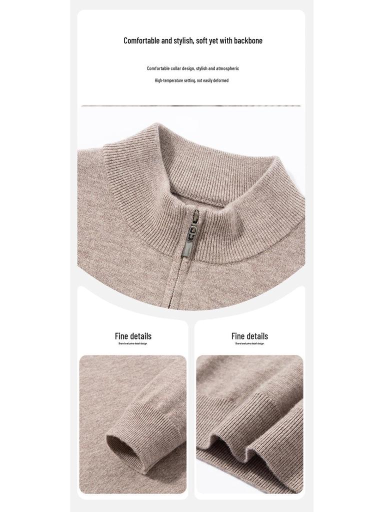 Men's Premium Cashmere Half-Zip Sweater - Winter Thickened Pullover