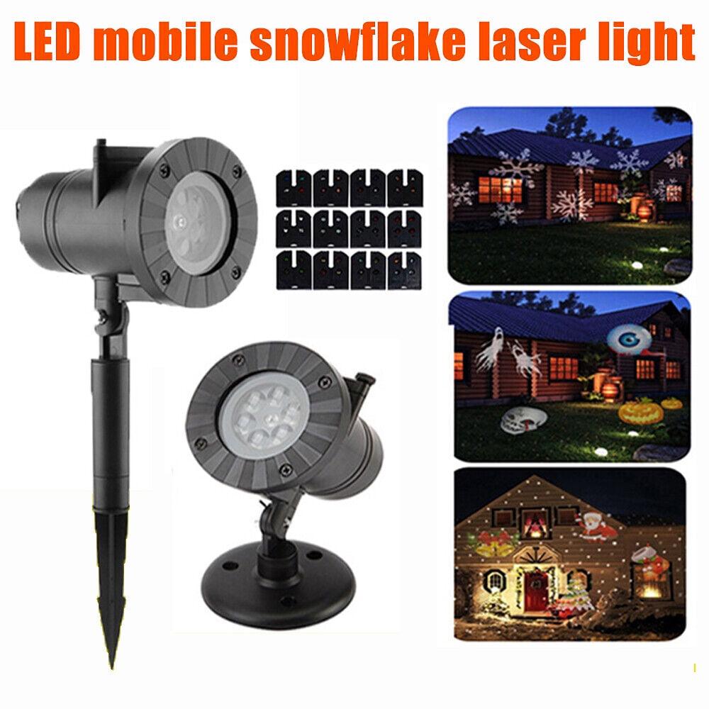 Outdoor Snowflake LED Projector Light 12 Patterns Christmas Holiday Party Waterproof Sound Activated Decor Gift Light