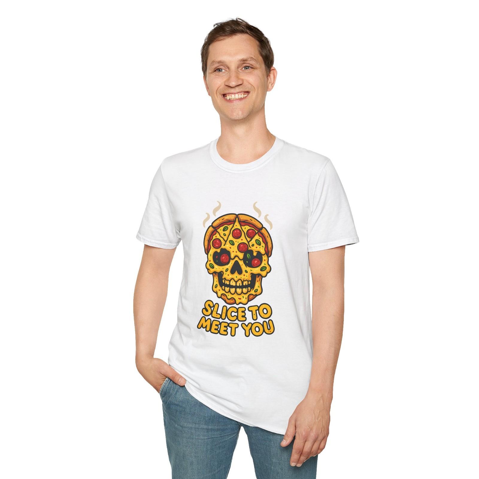 Unisex Softstyle T-Shirt Pizza Skull Food Humor Cheese Funny S разноцветный