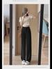 Plus-Size Loose Black Wide-Leg Drape Summer Trousers for Pear-Shaped Women