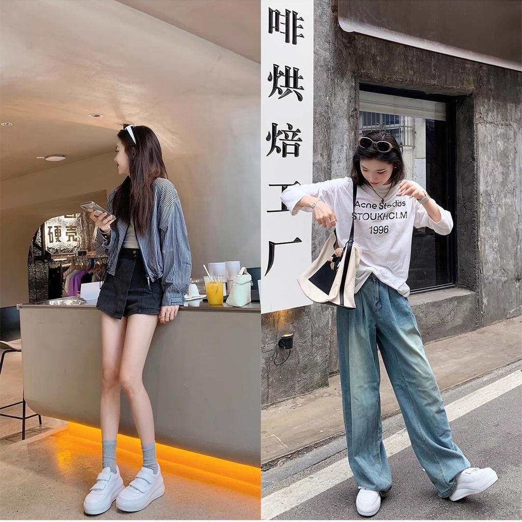 Soft cowhide~ thick-soled heightening Velcro sports and leisure board shoes genuine leather little white shoes women's autumn new models