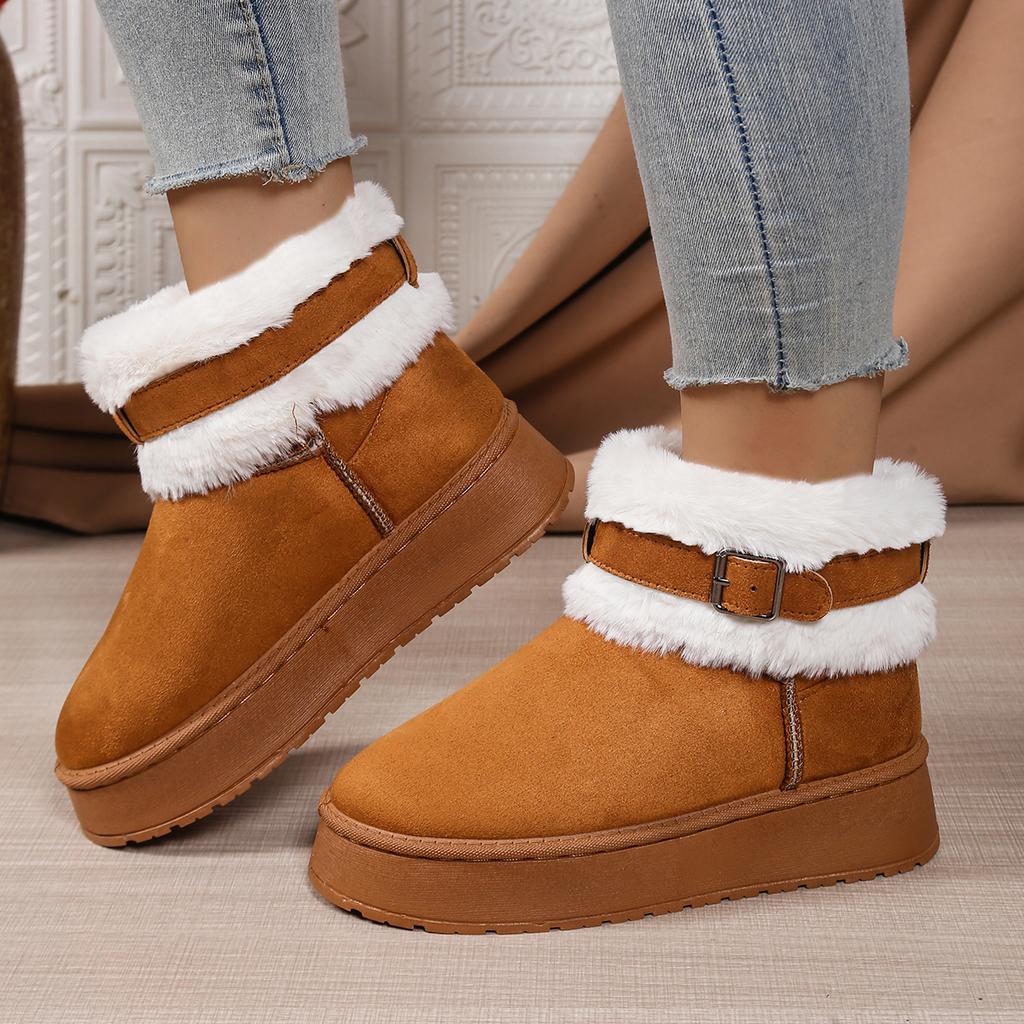Fashion Women Single Boots Winter New Thick Soled Plush Mid-calf Boots Casual Comfort Warm Non-slip Snow Boots Women Outdoor Women Shoes