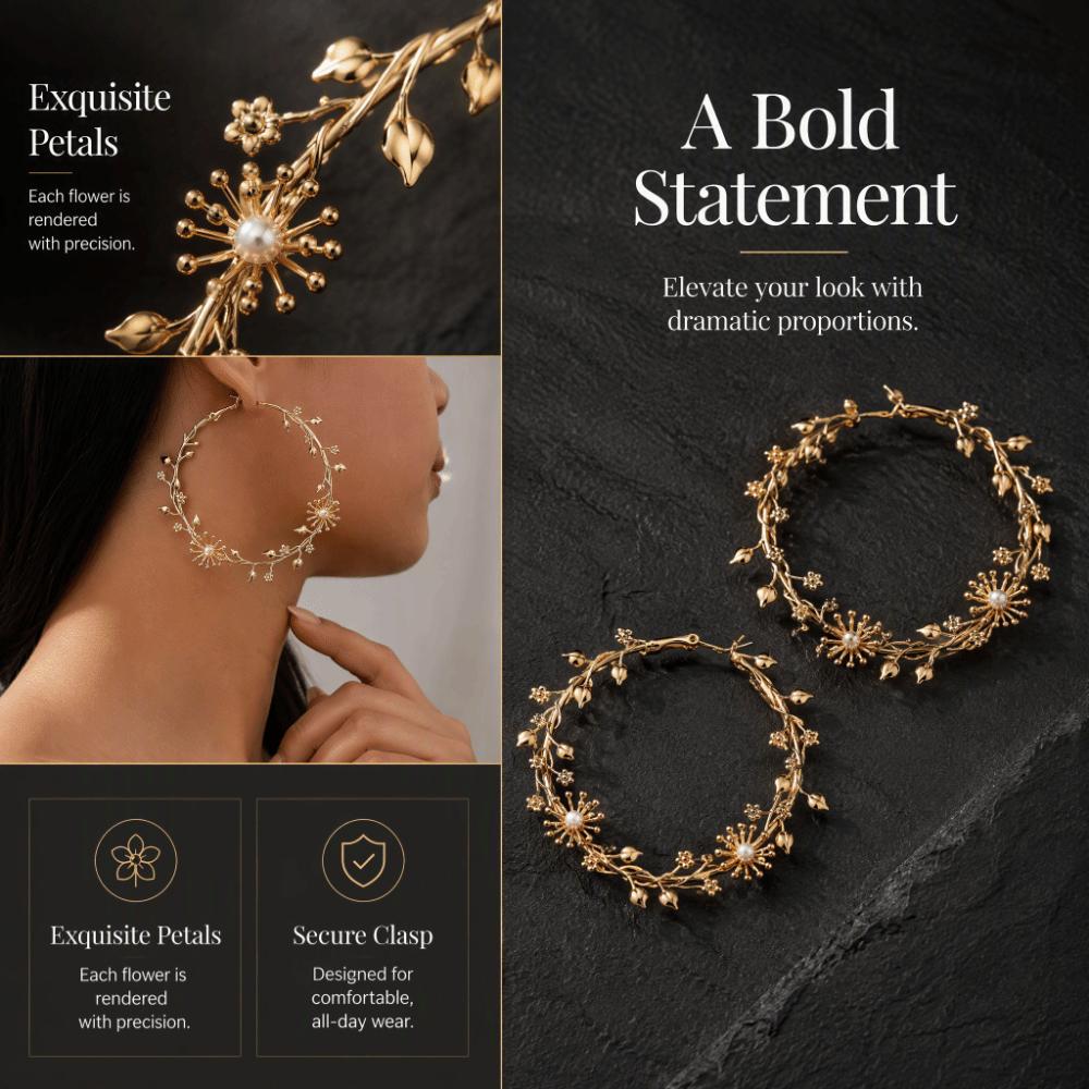Black Exaggerated Hoop Earrings Gold Color Earrings Studs Geometric Earrings  Designer Accessory