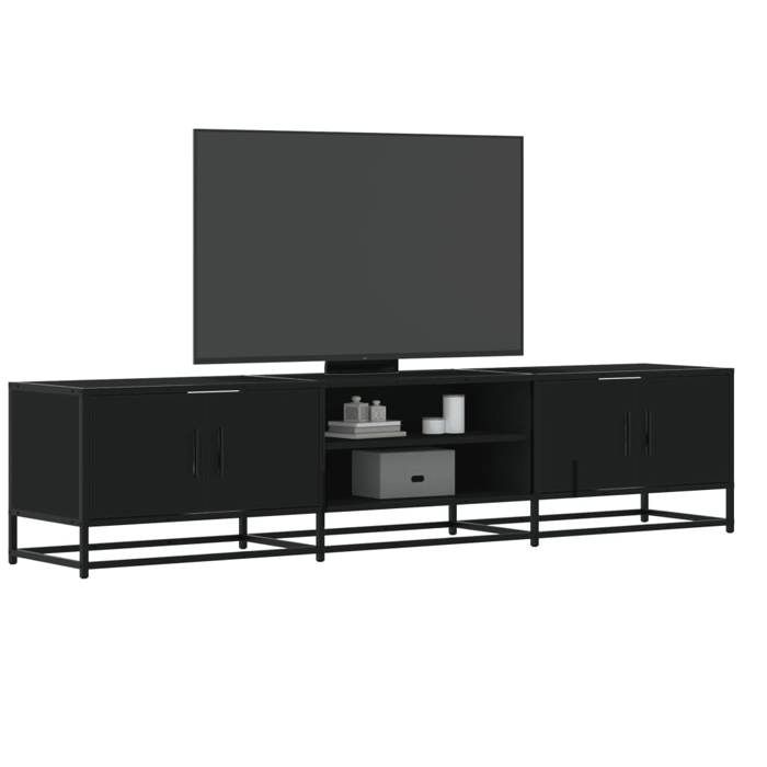 VidaXL Meuble TV noir 180x35x41 cm bois d'ingénierie, support TV, buffet TV, meuble multimédia, banc TV, meuble hifi, centre 3300775