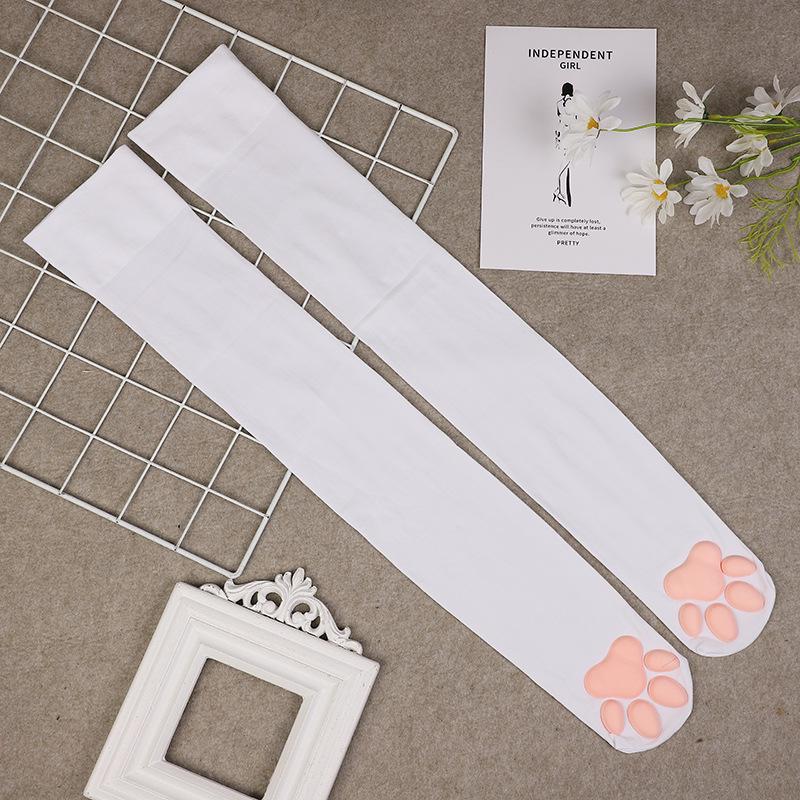 3D Cat Paw Silicone Thigh-High Socks - Cute Anime Lolita JK Style
