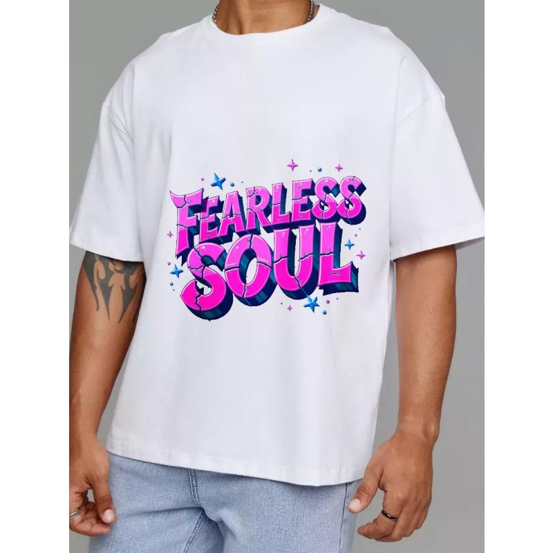 Weißes T-Shirt Fearless Soul Grafikdruck Freizeitkleidung für Männer und Frauen Streetwear Fashion Statement Top