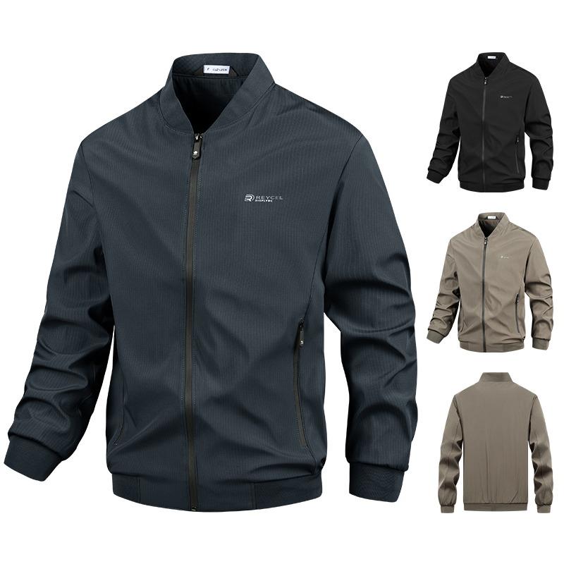 Solid Color Autumn and Winter Jacket Stand Collar Casual Zipper Fashion Versatile Jacket Top S синий