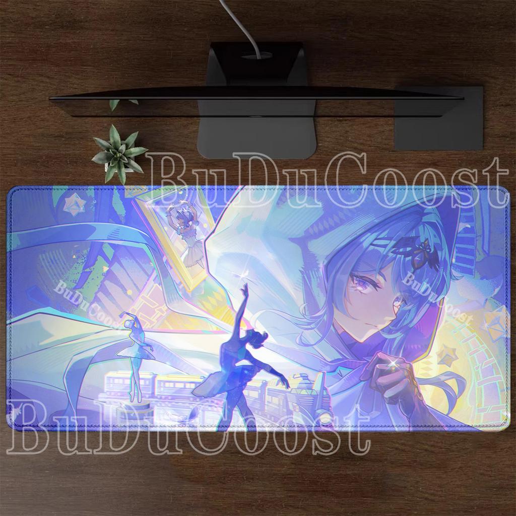 Tastatură și Mousepad Gaming Odette Genshin Impact PC Cauciuc Overlock Mousepad Birou Bază Anti-alunecare Imprimare HD Covor de Birou XXL