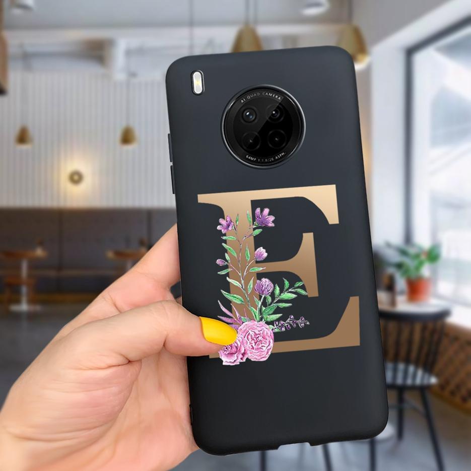 For Huawei Y9a 2020 Case 6.63'' Cute 26 Letters Cover Case For Huawei Y9a Y 9a Soft TPU Fundas HuaweiY9a Shockproof Phone Bumper