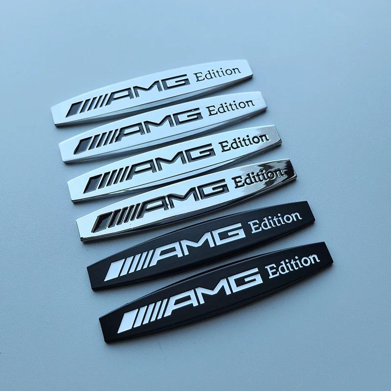JDRAO1 2pcs 3D AMG Edition Metal Car Emblem Fender Side Doors Blade Badge Sticker for Mercedes Benz AMG Refitting Chrome Black Silver