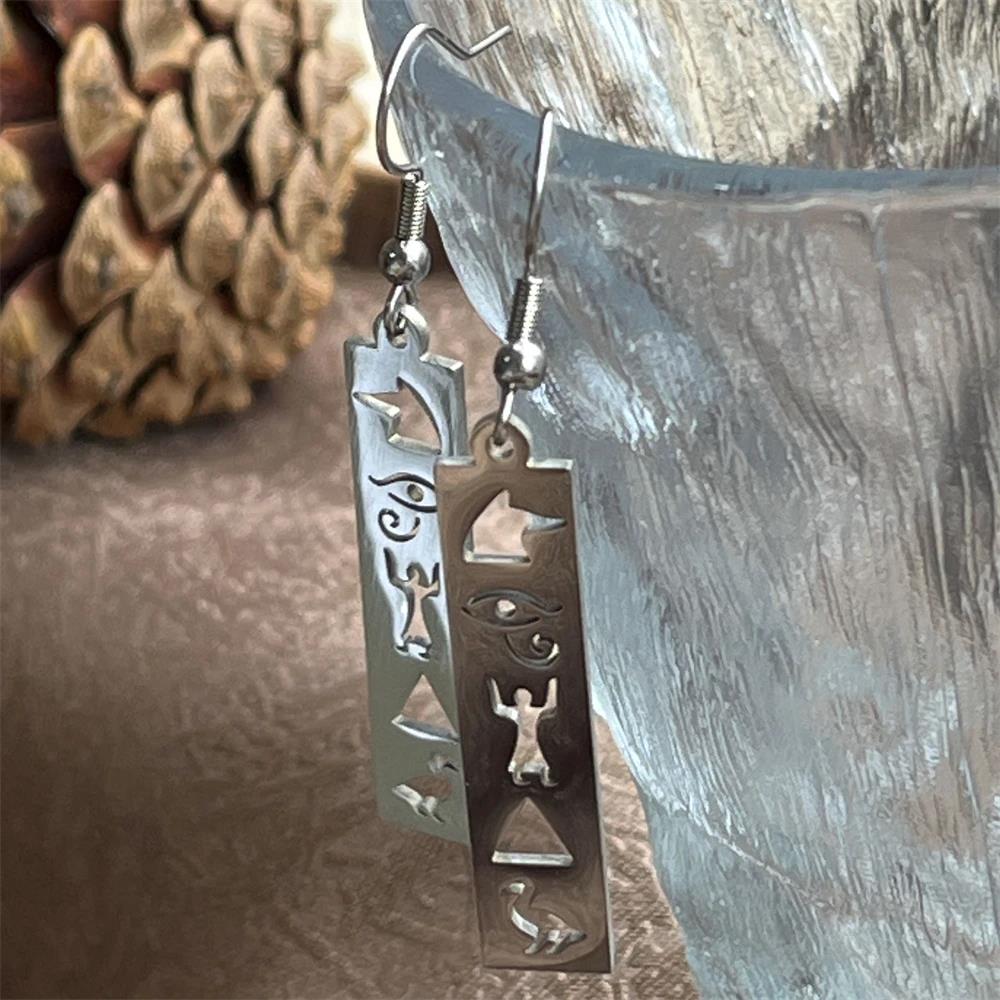 Eye of Horus Ankh Cross Necklace Egyptian Cartouche Hieroglyph Pendant Stainless Steel Ancient Spiritual Jewelry