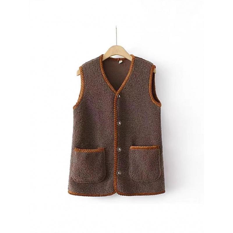Lamb Plush Vest for Women Korean Style Autumn Fur One-piece All-match Loose Cardigan Top