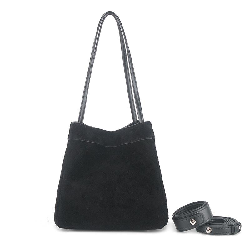 Autumn/Winter Suede Leather Deformable Basket Handbag - Crossbody & Shoulder Bag.