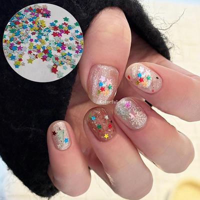 1 Glas DIY Nagelkunst Design Mini Glitzernder Stern Nagelglitzer Funkelndes Pentagramm Nageldekoration Nagelstudio Design Niedliche Accessoires