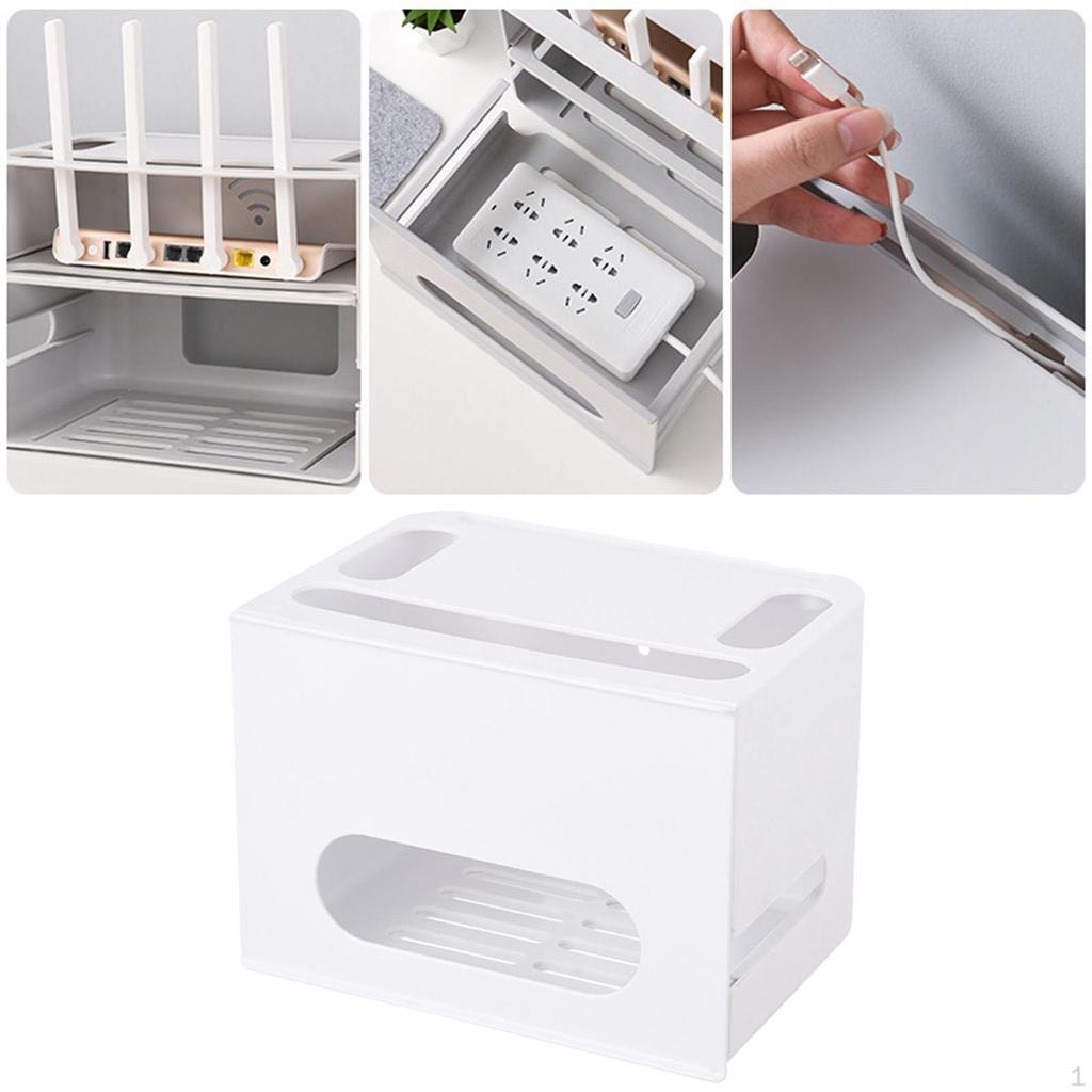 Double Layer with Compartments Three Hole Outlet Socket Organizer for Desktop Office