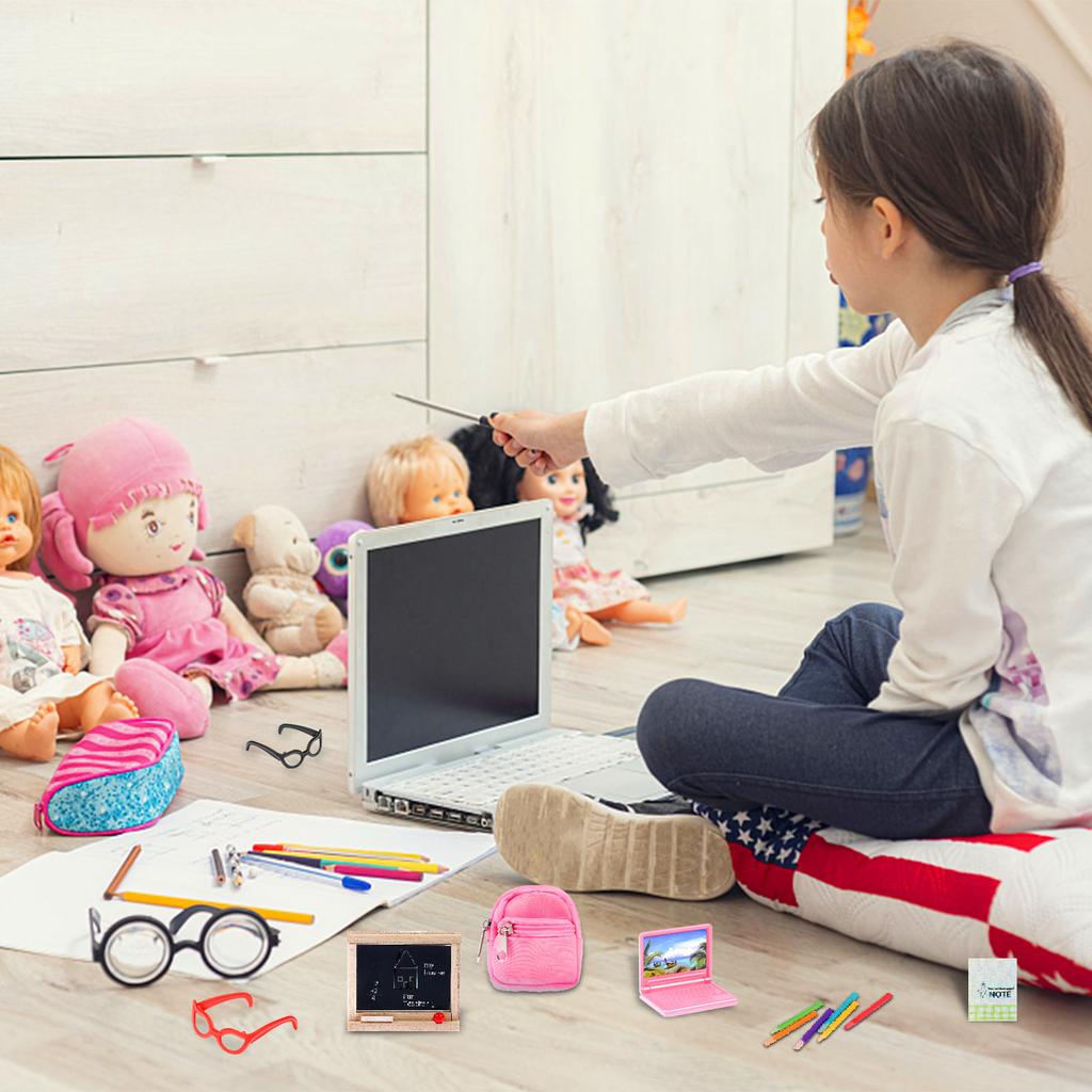 38 Pcs Doll Accessories include Mini Doll Backpacks Simulation Miniature Laptop