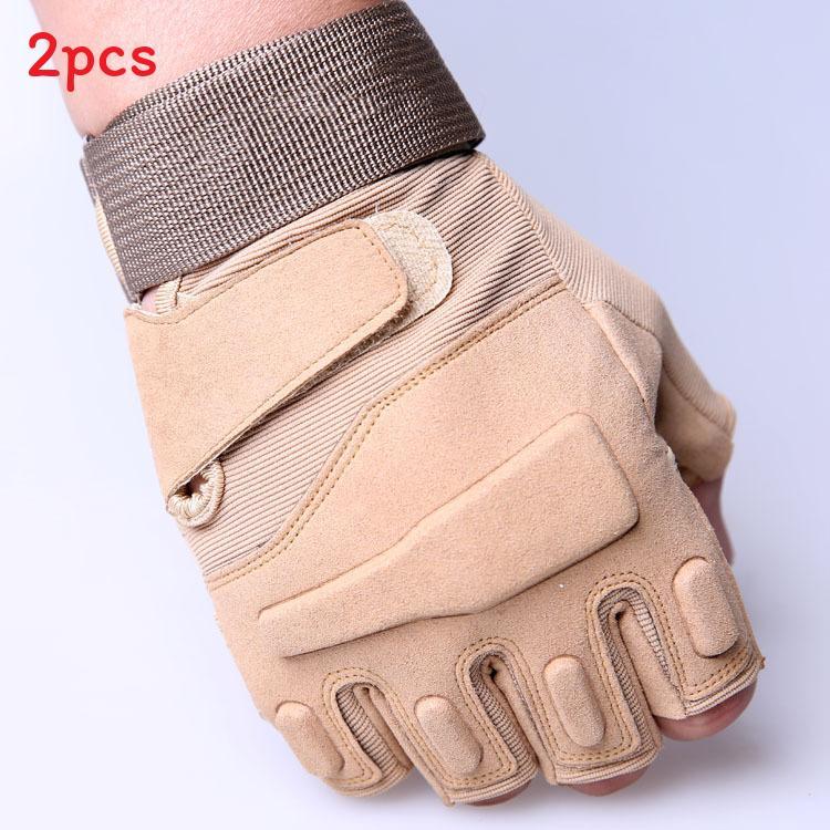 

Tactical Gloves Outdoor Fitness Riding Sun Protection Half Finger With Sweat Wicking For Adults Khaki,M