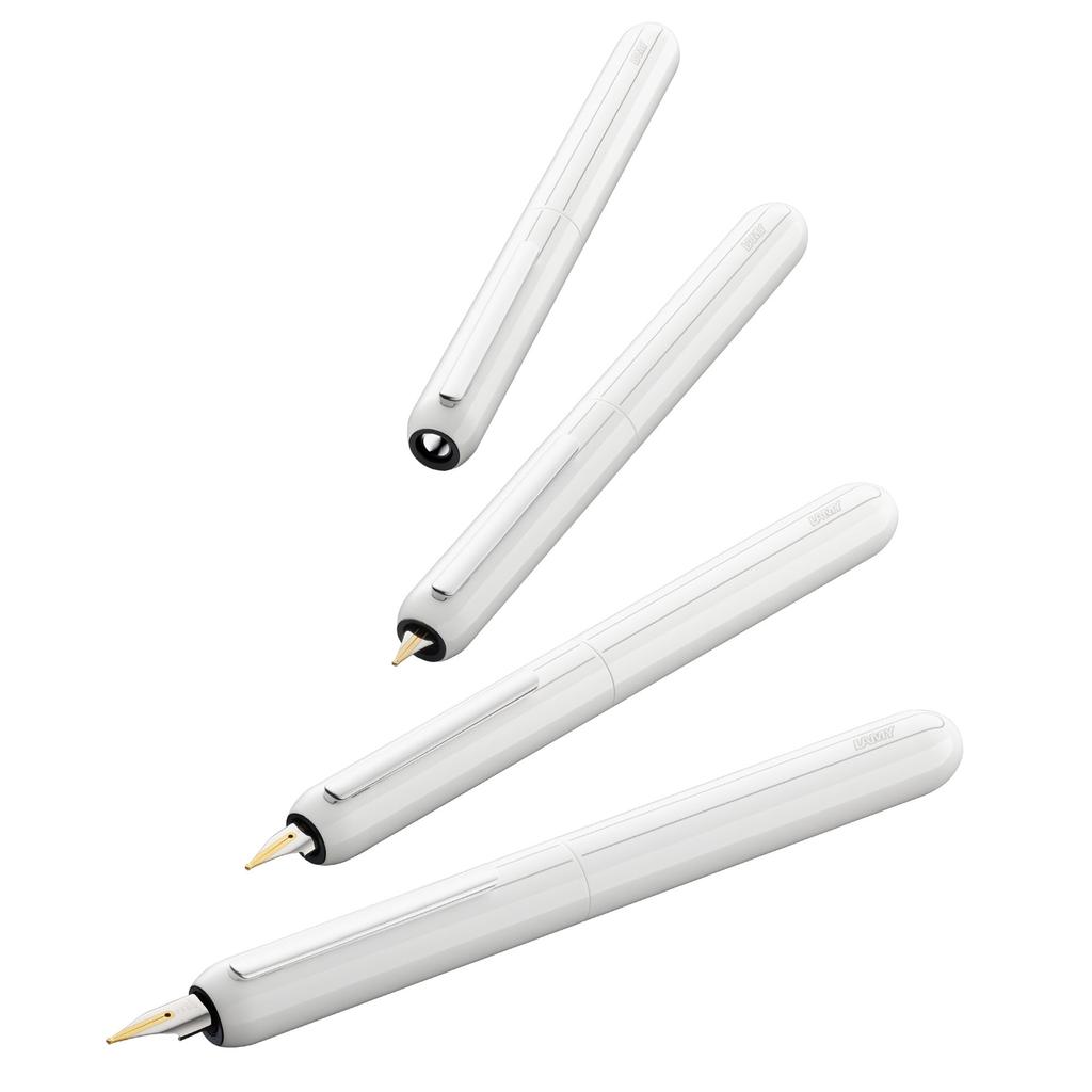 LAMY Dialog Piano White Fountain Pen Patented Capless Fountain Pen with 14K Gold Partially Extra Fine Point Includes LAMY T10 Blue Ink Cartridge -