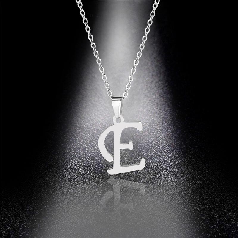 Simple English Letter Necklace Collarbone Chain Women Fashion Jewelry 26 Alphabet Pendant