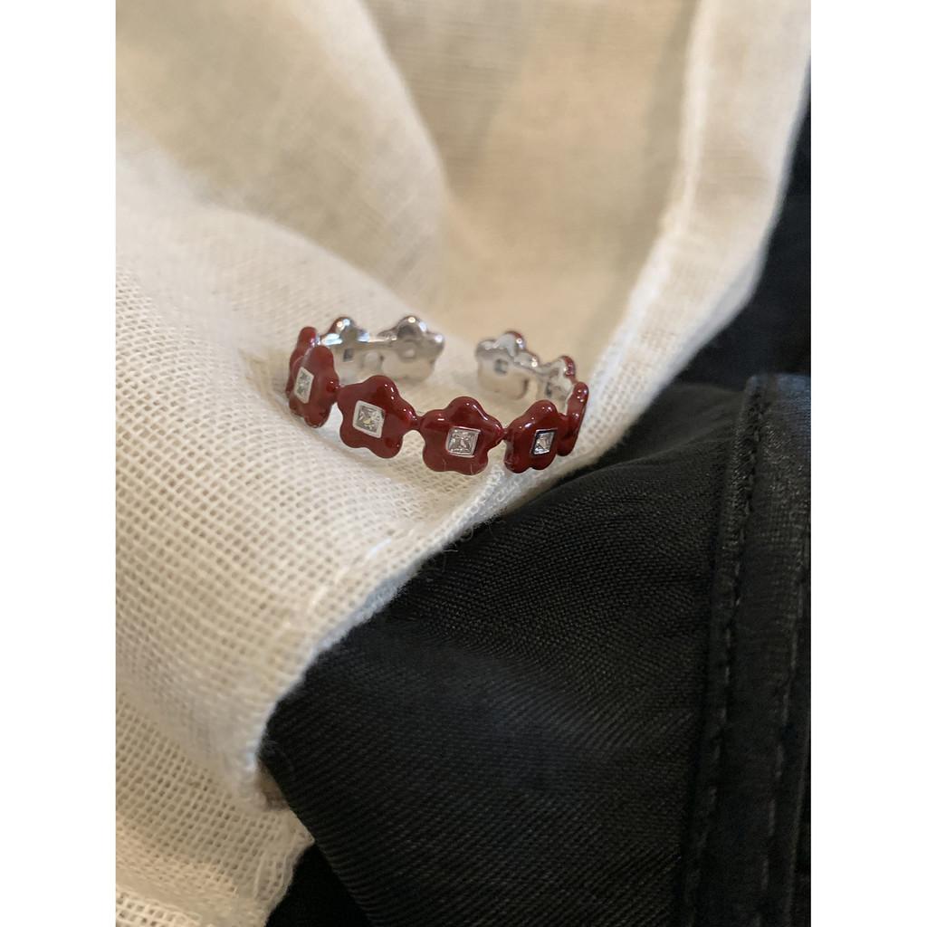 

Vintage Red Dripping Glaze Flower Cherry Ring For Women Unique Design Statement Piece J6157