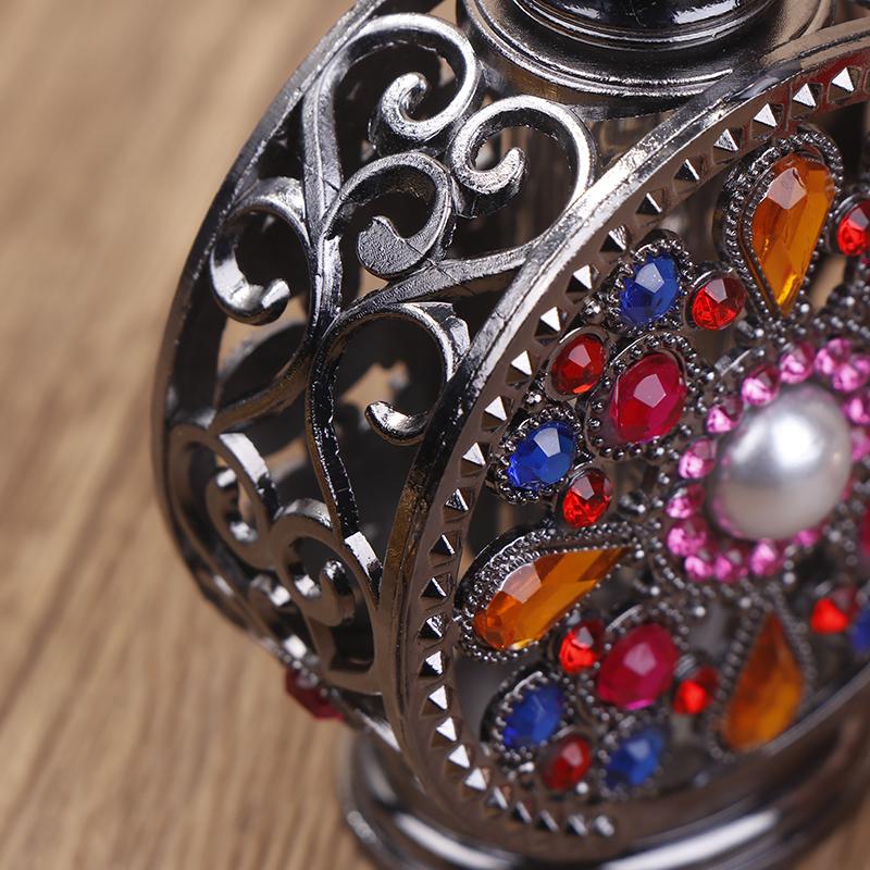 1Pc 12Ml Vintage Luxury Rhinestones Glass Perfume Bottle Essential Oil Bottle Storage Bottle Portable Cosmetic Empty Vials