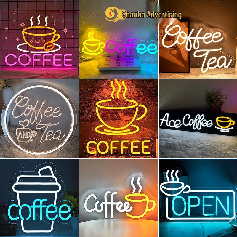 Creative Coffee Neon LED Lamp - Luminous Teacup Sign for Bar and Cafe Decor