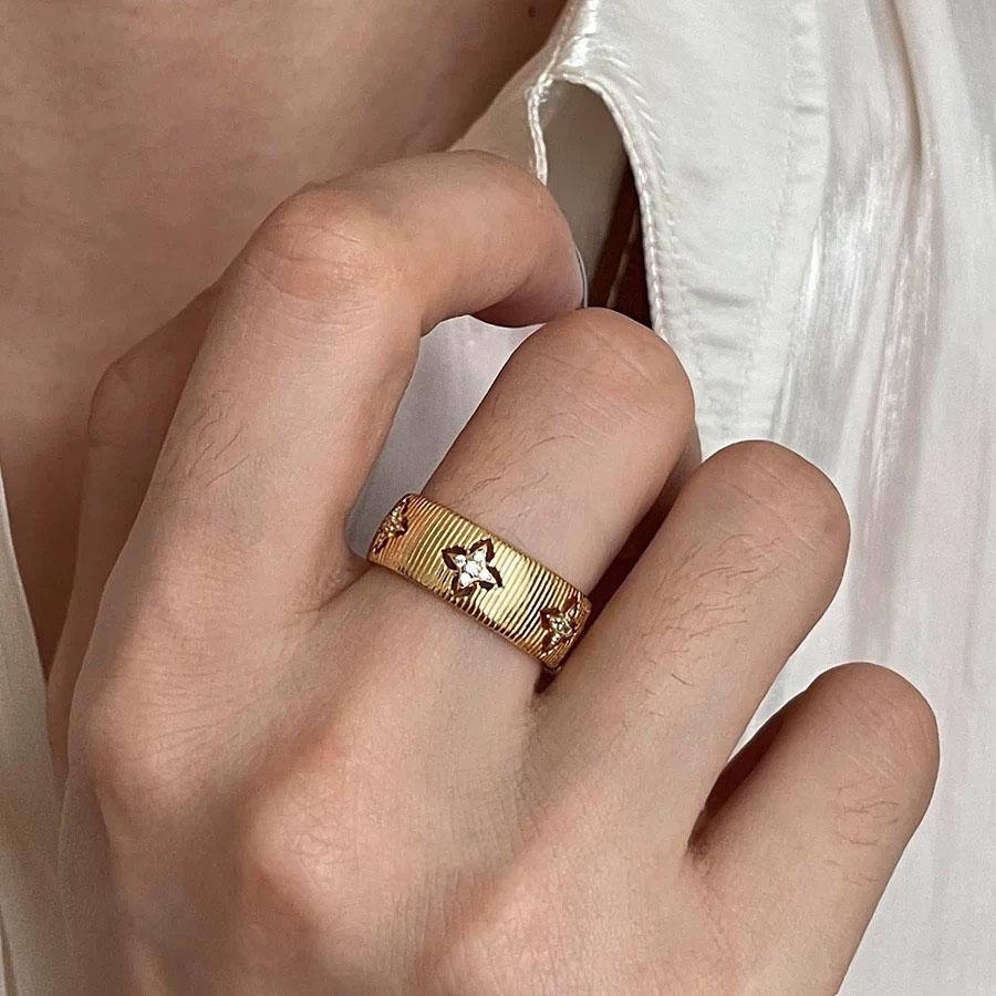 

925 Sterling Silver Rings for Women Couple Minimalist Handmade Simple Gold Flower Ring Fine Jewelry Gift Prevent Allergy resizable