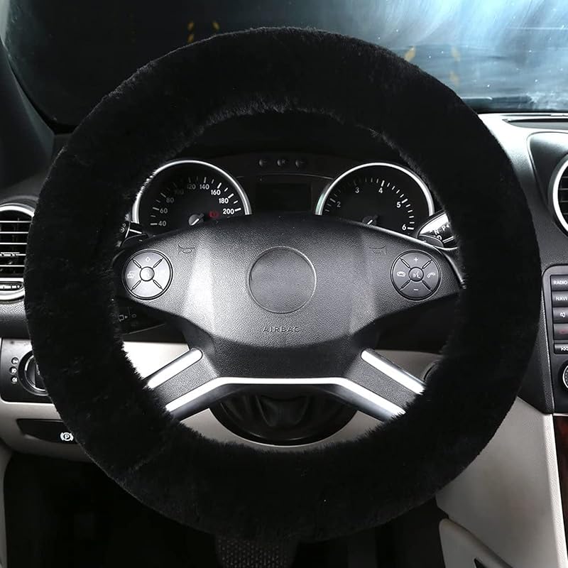 Fluffy Steering Wheel Cover For Women Fuzzy Steering Wheel Cover Winter Warm Faux Wool Plush Car Wheel Cover Furry Steering Wheel Protector Universal