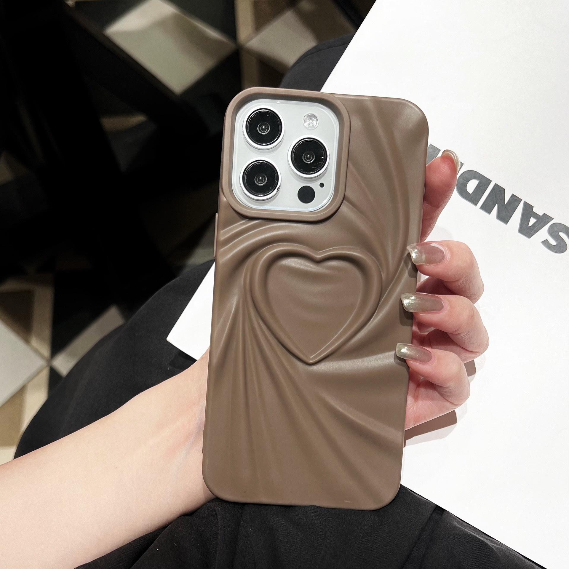 

Трехмерный защитный чехол Love Solid Color для iPhone 15, 14, 13 Pro Max iPhone 16 Pro Max