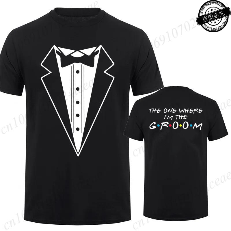 Tuxedo Groomsmen Bachelor Party Wedding TShirts Men Shirt Fashion Male Clothing Friends Theme Party Shirts TShirts for Men