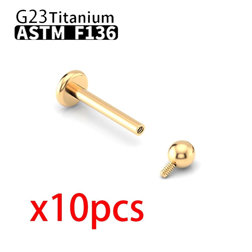 10PCS Wholesale G23 Titanium Labret Lip Stud Piercing Eyebrow Nose Ring C rod For Women Septum Piercing Body Zircon